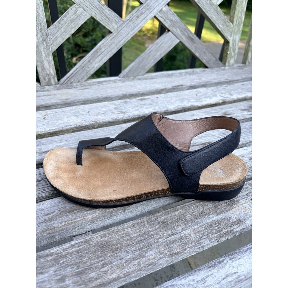 Dansko Reece Sandals Black Leather Thong Slide Womens Size EU 40 US 9.5-10 - Picture 3 of 7